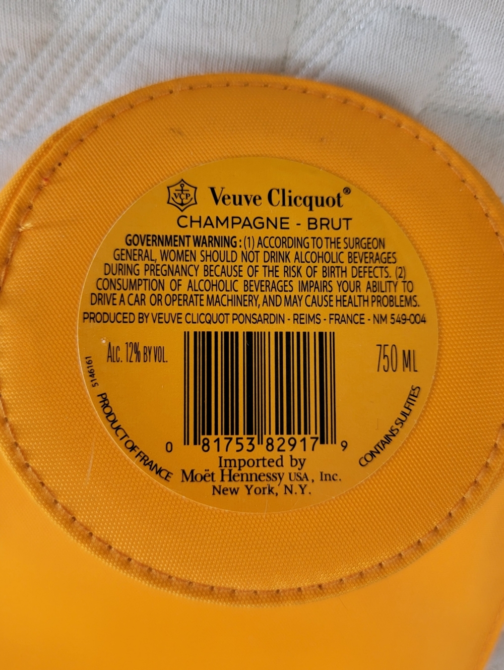 Veuve Clicquot Orange Vinyl Insulated Tote Bag / Bottle Holder Handles Ribbons - Picture 6 of 9
